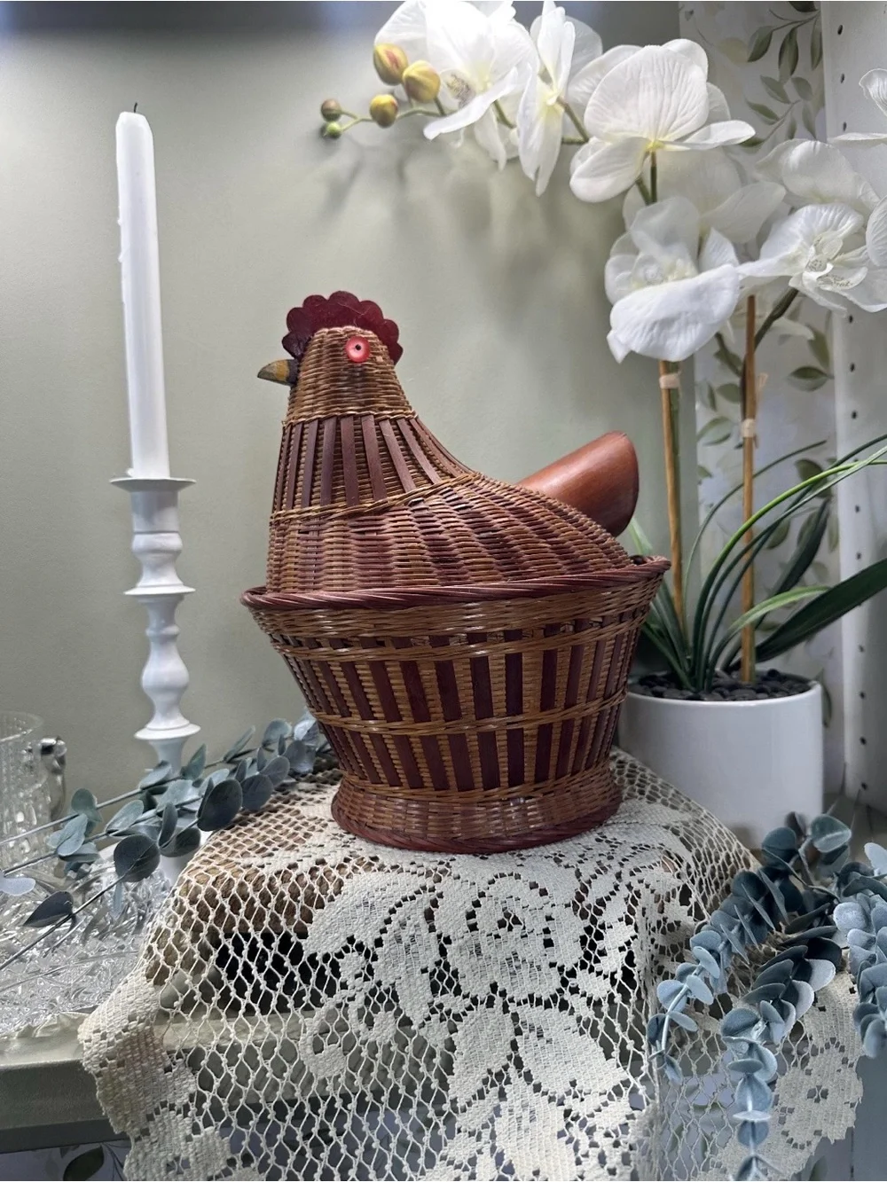Vintage Wicker Chicken Basket